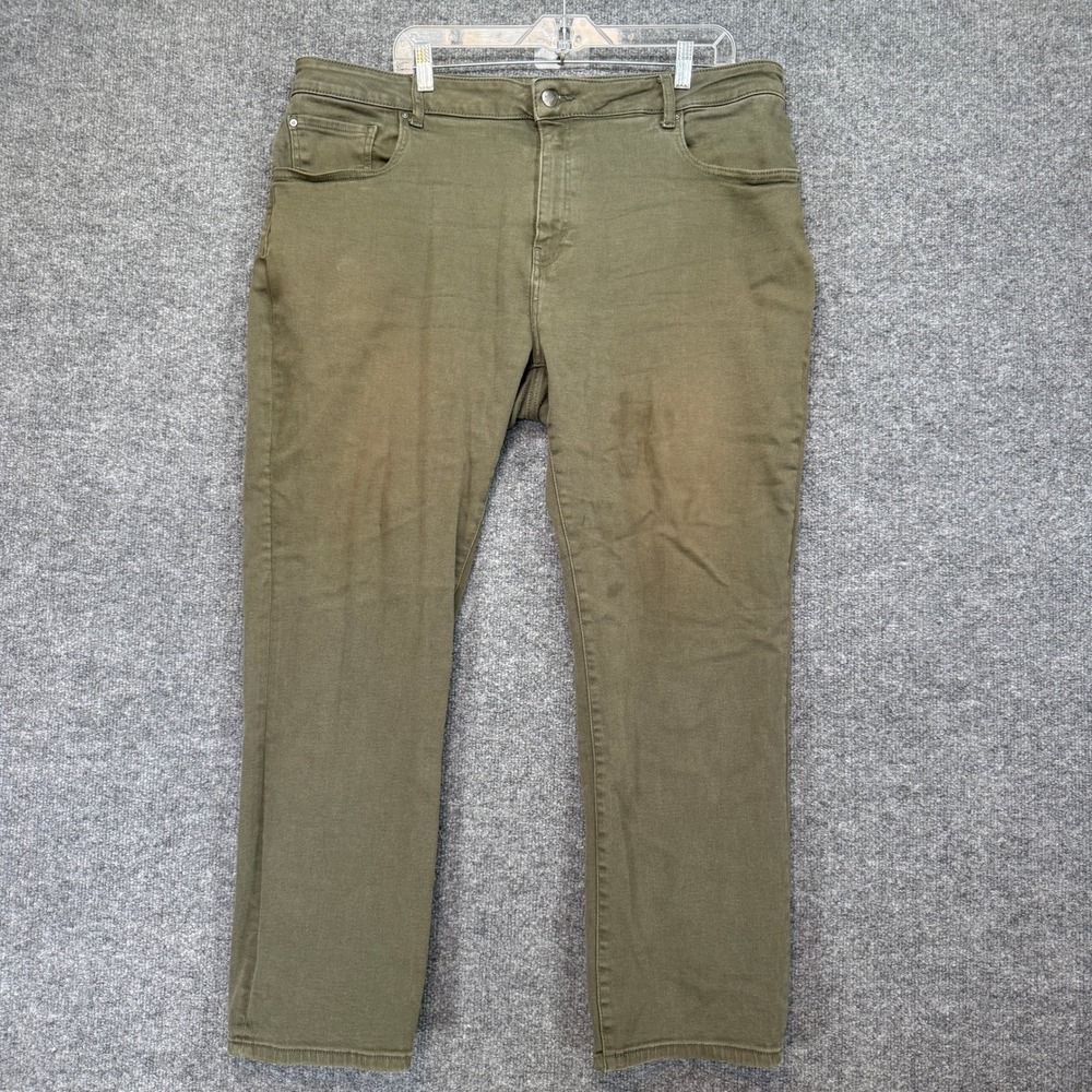 Warp + Weft AMS Amsterdam Slim Pants Mens 42x30 Olive Green Stretch Chino Casual